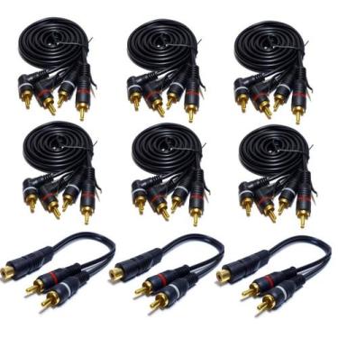 Imagem de Kit 6 Cabo RCA 1,5 Metro mais 3 Y 2M1F Processador Crossover - NTV