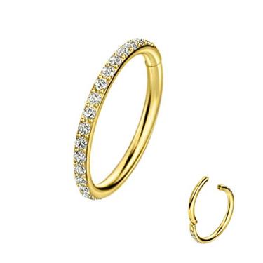 Imagem de 1 peça de brincos de cartilagem CZ transparente 16 G 6 – 12 mm Aço cirúrgico 316L Anéis de nariz de septo Daith Helix Tragus Piercing de piercing de aço inoxidável prata anel de segmento articulado piercing corporal