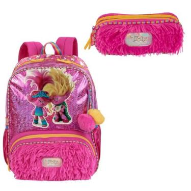 Imagem de Kit Mochila Escolar De Costa E Estojo Trolls Sisters Sestini