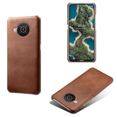 Imagem de Capa para NOKIA X20,Proteção contra quedas,Casca de volta de cor sólida simples,Design de couro de imitação de plástico-Brown
