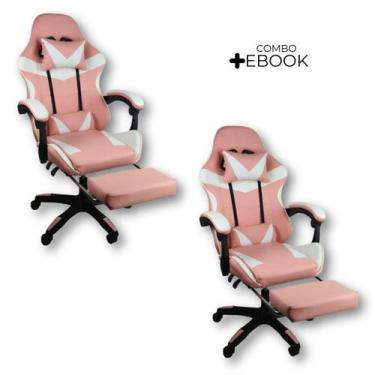 Imagem de Kit 2 Cadeiras Gamer Stillus Ergonômica com Apoio Para os Pés com Eboo