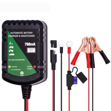 Imagem de 12 Volt Battery Charger 750mA Automatic Battery maintainer trickle Battery Charger Smart Float Charger for Automotive car Motorcycle Lawn Mower Boat ATV Sealed Lead Acid Batteries