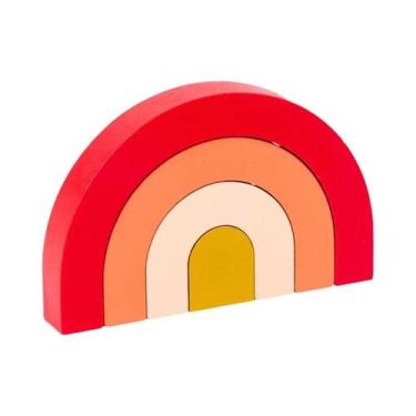Imagem de Blocos De Construção De Madeira Montessori Arco-Íris Jogo Educacional 