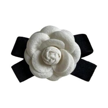 Imagem de Broche De Flor Camélia De Veludo Com Laço, Estilo Colegial Feminino, A