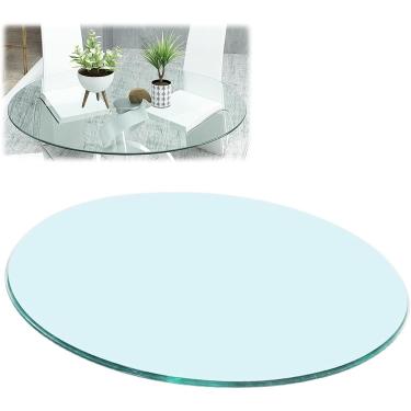 Imagem de Tampo Da Mesa Redonda Painel De Vidro Temperado Transparente De 80 Cm Tampo Da Mesa Para Mesa De Jantar Mesa De Centro Mesa De Escritório Superfície De Vidro Transparente P, Klar, 880mm(35In)