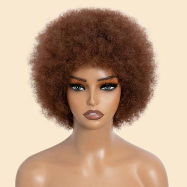 Imagem de JOEDIR HAIR Peruca afro unissex dos anos 70, perucas de cabelo humano, peruca afro kinky a granel, bomba, fofa, ondulada, 25 cm, 180% de densidade (33)