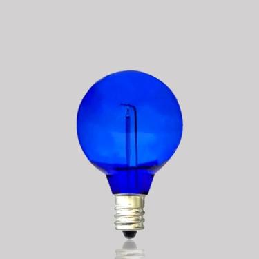Imagem de VENUSOP Pacote com 10 lâmpadas de substituição de LED azul G40, base de candelabro E12/C7, lâmpadas coloridas à prova de estilhaçamento de 1 Watt para decoração interna externa de Natal, Dia das