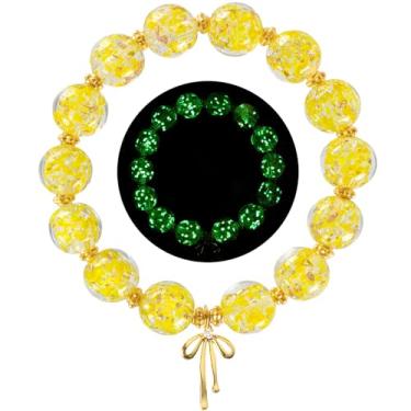 Imagem de AVJUTER Pulseira feminina com contas de vidro Firefly para mulheres, dourada, feita à mão, formal, elástica, joia romântica, presente, Wrist Size 6.3-7.3 inch, Vidro, Sem Pedra Preciosa