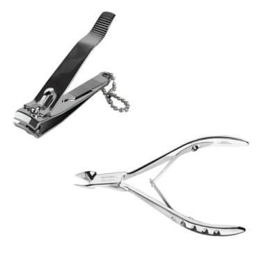 Imagem de Kit Alicate de Cutícula em Aço Inox e Cortador de Unha Pequeno em Aço Carbono – Corte preciso, durabilidade e qualidade profissional para cuidados pessoais