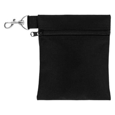 Imagem de FALESOUL Bolsa de camiseta de golfe, bolsa de bola de golfe com zíper com clipe de garra de lagosta de metal, bolsa de acessórios de golfe com zíper de 14 x 16,69 cm para homens e mulheres (preto)