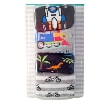 Imagem de Kit com 4 Pares de Meias Recém Nascido Menino Selene, 0 a 5 meses, Cin