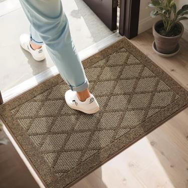 Imagem de COSY HOMEER Tapete de porta antiderrapante 61 cm x 91 cm, tapetes de entrada, baixo perfil, absorvente de sujeira, capacho, para entrada frontal, tapete de entrada de polipropileno lavável (marrom)