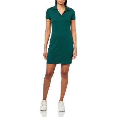 Imagem de Nautica Vestido polo feminino de manga curta com acabamento recortado liso, Floresta, GG