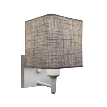 Imagem de Arandela Quadrada Md-2006 Branco Cúpula Em Tecido Rustico Cinza - Bivolt