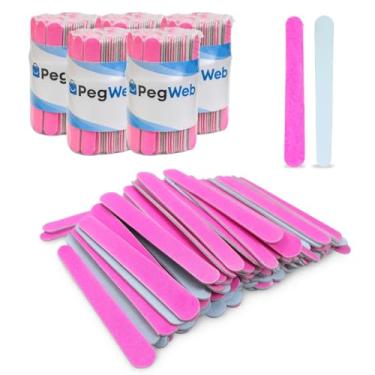 Imagem de 500 Lixa de Unha Mini Descartáveis Manicure Pedicure 8 Cm Salão Profissional Beleza Cutícula Unha Podologia Brinde Mimo Outubro Rosa Eventos Marca Pegweb (Rosa, unidade, 500, Grão 100/180)