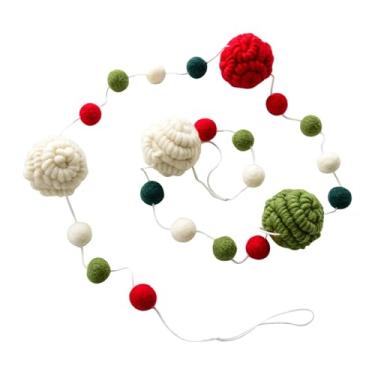 Imagem de shamjina Guirlanda de bolas de feltro para árvore de Natal de 63 polegadas, vermelho, verde e branco, acessórios para corrimãos de escada, faixa de feriado,