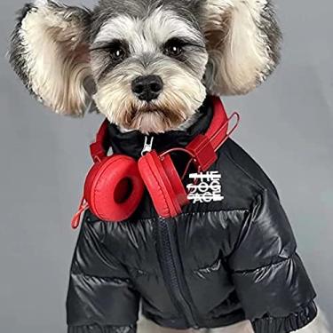 Imagem de Casaco de inverno para cães jaqueta de penas de pato para cães pequenos médios - casaco de cachorro grosso corta-vento roupas de inverno para clima frio e neve