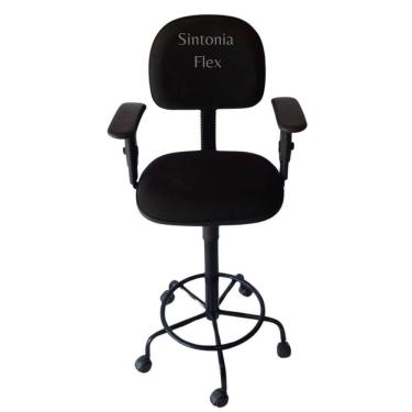 Imagem de Cadeira Secretaria Caixa Alta Braço Regulagem Altura Rodízio