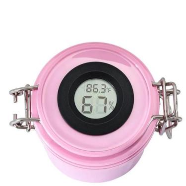 Imagem de Pote Hermético Rosa com Termo-higrômetro para Armazenar Cola de Cílios