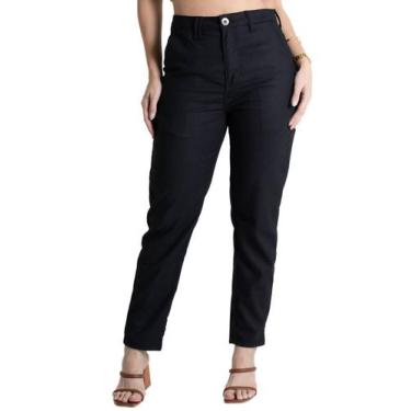 Imagem de Calça Linho Sawary Mom - 280544 - preto 38, Preto, 38
