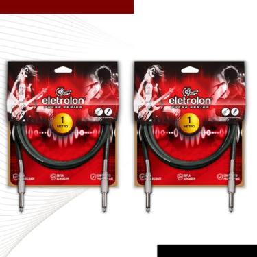 Imagem de Kit 2 Cabo P10 Mono P10 Mono Para Violão Guitarra Baixo 1m Metro - Pul