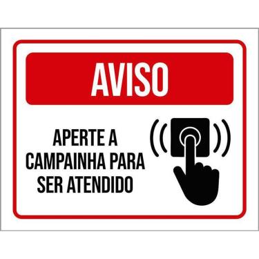 Imagem de Kit 3 Placas Aviso Aperta Campainha Ser Atendido