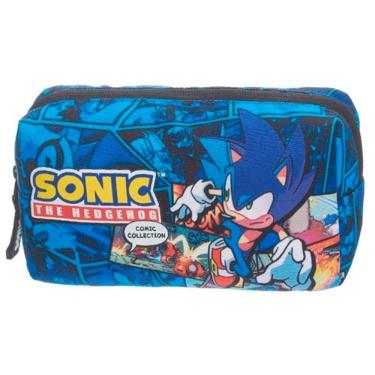 Imagem de Estojo Escolar Sonic Necessaire Azul - Pacific 25x14x8 cm