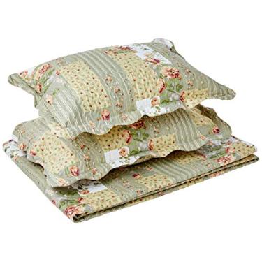 Imagem de Colcha Evolution Patchwork Queen Emma, Camesa, 100% Poliéster, Marrom/ Geometrico/ Floral