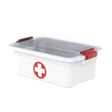 Imagem de Caixa Remedio, Caixa Primeiro Socorros com Tampa E Travas 3l Branca, Resistente Supimentos Medicos, Adequado para AssistêNcia MéDica Domiciliar