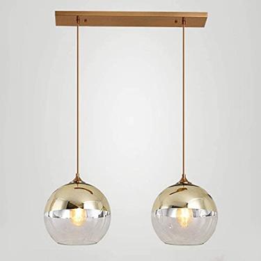 Imagem de Lustre de vidro vintage moderno, luminária pendente industrial com 2 luzes para ilha K e restaurante