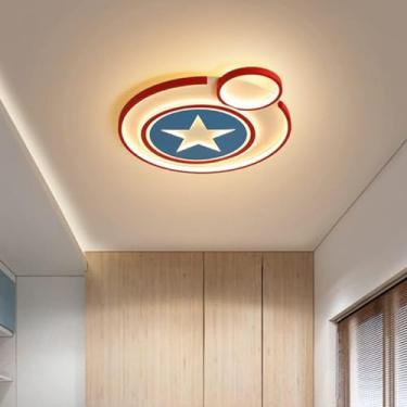 Imagem de Luminária de teto LED criativa para quarto de criança, luz de teto para quarto de bebê, regulável com controle remoto, luminária de teto moderna para quarto de criança, design de desenho ani
