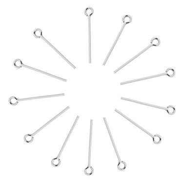 Imagem de 100 alfinetes de olho de metal fio de cabeça aberta agulha para miçangas faça você mesmo artesanato brinco pingente colar joias encontrar fazer pulseira acessórios de decoração (prata)