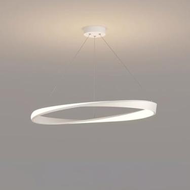 Imagem de Lustre moderno de LED com anel, luminária pendente regulável, luminária de teto redonda, iluminação nórdica para ilha de cozinha, lustres lineares para sala de jantar, quarto, sala de estar