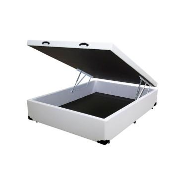 Imagem de Cama Box Baú Blindado Casal Extremo Reforçado Xerife Móveis Sintético Branco 41x138x188