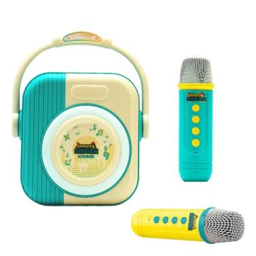 Imagem de Asixxsix Máquina de Karaoke, Coluna de Som Portátil Bluetooth com 2 Microfones Sem Fios, Máquina de Karaoke para Adultos, Aplicação de Karaoke com Som Surround 3D (Azul)