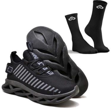 Imagem de Tênis Easy Style Feminino Evoltenn Solado Trançado Moderno + Meia, Bla