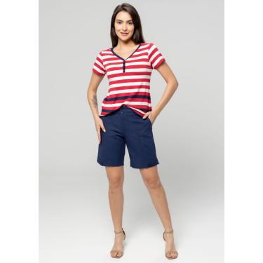 Imagem de Shorts Pau a Pique Básico de Linho Azul Marinho