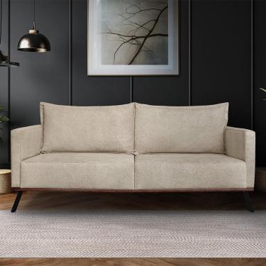 Imagem de Sofá Living 2 Lugares com Pés de Ferro Almofadas Soltas 200cm Saiph Bouclê Bege G63 - Gran belo