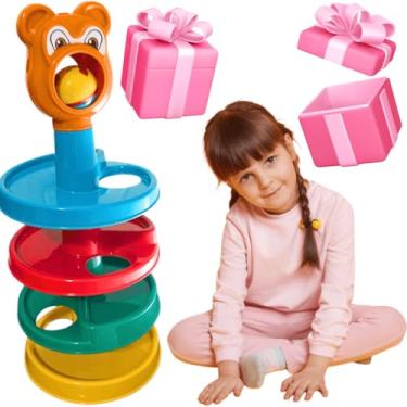 Imagem de Brinquedo Educativo Torre Escorrega Ball Interativo com Bolinha Chocalho para Crianças de 3 Anos Coordenação Motora Sensorial Aprendizado em Casa e Escola