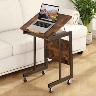 Imagem de Mesa Lateral Multifunctional para Laptop, Mesa de Canto com Altura Ajustável, Mesa Lateral para Sofá, Adequadas para Salas de Estar, Quartos e Escritórios