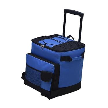 Imagem de Rolling Cooler Cart Collapsible Cool Bag Oxford Waterproof Portable Cooler Bag Insulated Wheeled Cooler for Outdoor Travel Work Camping Home/1150(Blue)