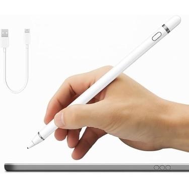 Imagem de Caneta Stylus Touch Recarregável com Indicador LED, Alta Precisão, Compatível com Celulares, Tablets, iPad, Android, iOS, Notebooks, Ponta Fina, Uso Profissional e Desenho Digital