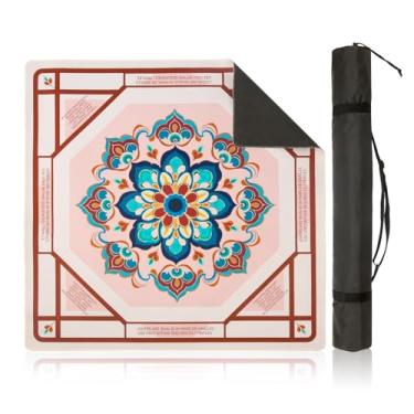 Imagem de Mahjong Mat with Rules Printed 31.5x31.5 Inch, Lotus Mandala Design Non-Slip Noise Reduction Game Mat with Carrying Bag for American Mahjong, Board Games, Poker, Cards & Dominoes