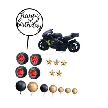 Imagem de Fenteer Topo de Bolo de Feliz Aniversário de Motocicleta com Tema de Corrida de Motocicleta