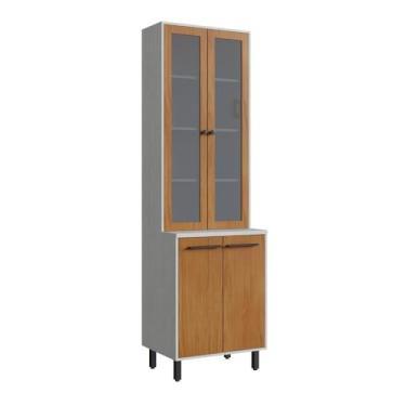 Imagem de Cristaleira com Porta de Vidro Fumê Granada Snow/nature Mdp Casamia