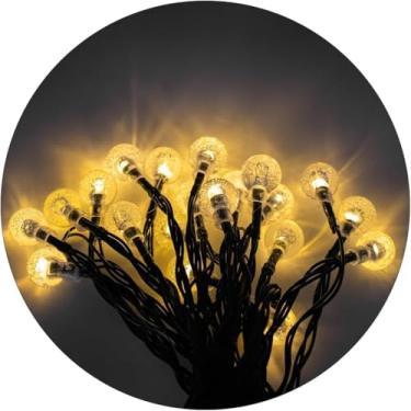 Imagem de Cordão de Luzes LED Solar 5 Metros 20 Estrelas Multicores | Pisca Natalino com 8 Modos de Iluminação | Decoração para Natal, Festas, Casamentos, Varandas e Ambientes Externos (Branco Quente)