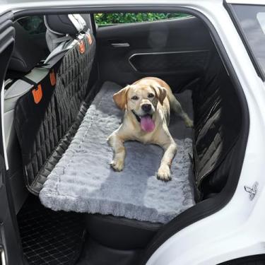 Imagem de AEEISHOMEREFORM Capa de assento de carro para assento traseiro, cama de cachorro de pelúcia para carro, adequada para extensores de banco traseiro, tapete de viagem para animais de estimação