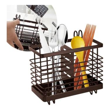 Imagem de 2X Escorredor De Talher Inox Porta Talheres Suporte Quadrado