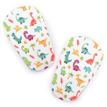 Imagem de 2 mini caneleiras de futebol, 10 x 6 cm, extra pequenas, caneleiras de futebol, miniatura, caneleiras, equipamentos para adolescentes e adultos (dinossauro)