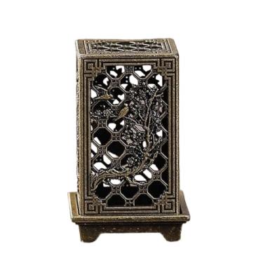 Imagem de Mini queimador de incenso de cobre – elegante suporte de incenso quadrado com padrões auspiciosos para decoração de casa e meditação